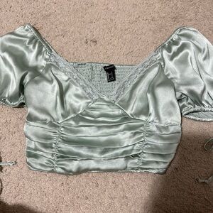 Elegant Green Satin Top